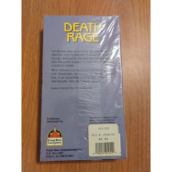 Death Rage (VHS, 1976) Yul Brynner - New & Sealed - Picture 2 of 2